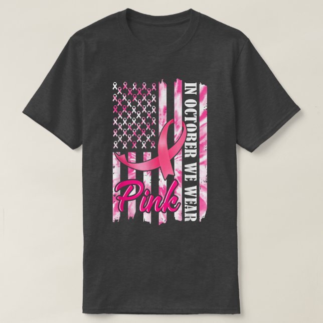 Camiseta En Octubre Usamos Pink American Bandera De Estados (Diseño del anverso)