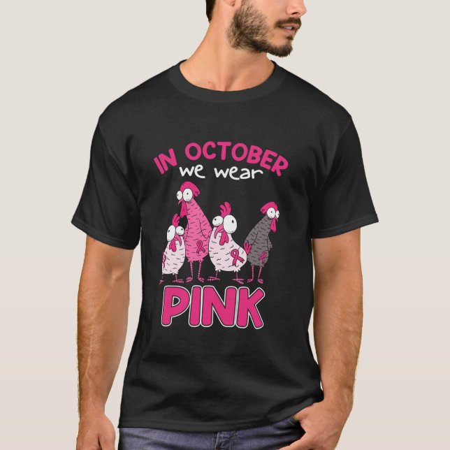 Camiseta En Octubre Usamos Pollo Gracioso De Cáncer De Mama (Anverso)