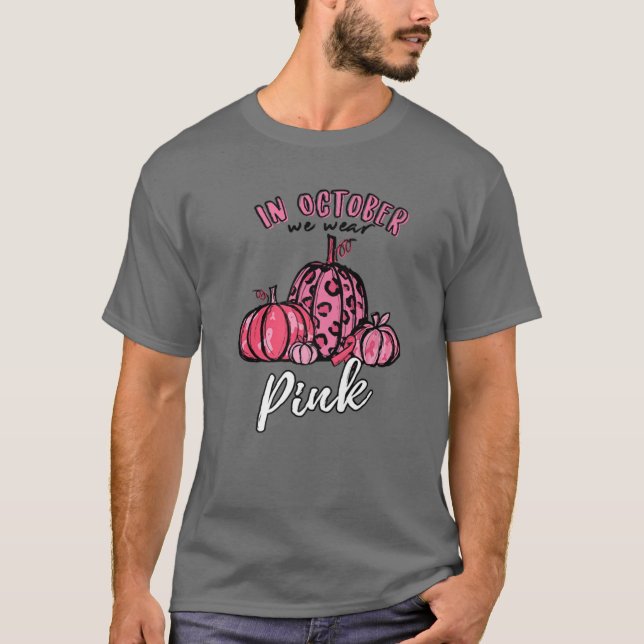 Camiseta En Octubre, Usamos Regalos De Halloween De Calabaz (Anverso)