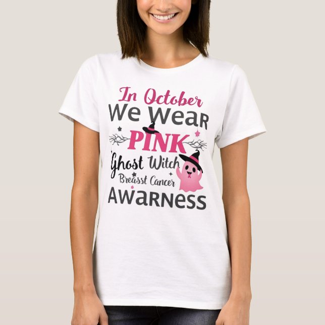 Camiseta En Octubre Usamos Rosa: Cáncer De Mama De Brujas F (Anverso)