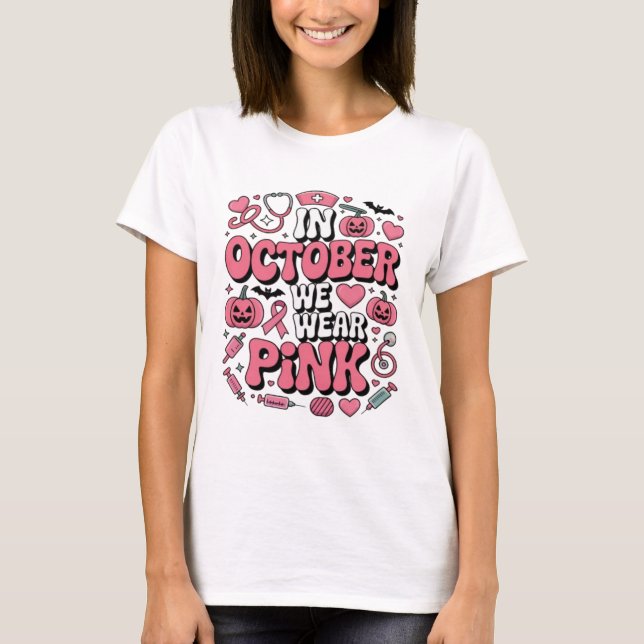 Camiseta En Octubre Usamos Rosa | Conciencia sobre el cánce (Anverso)
