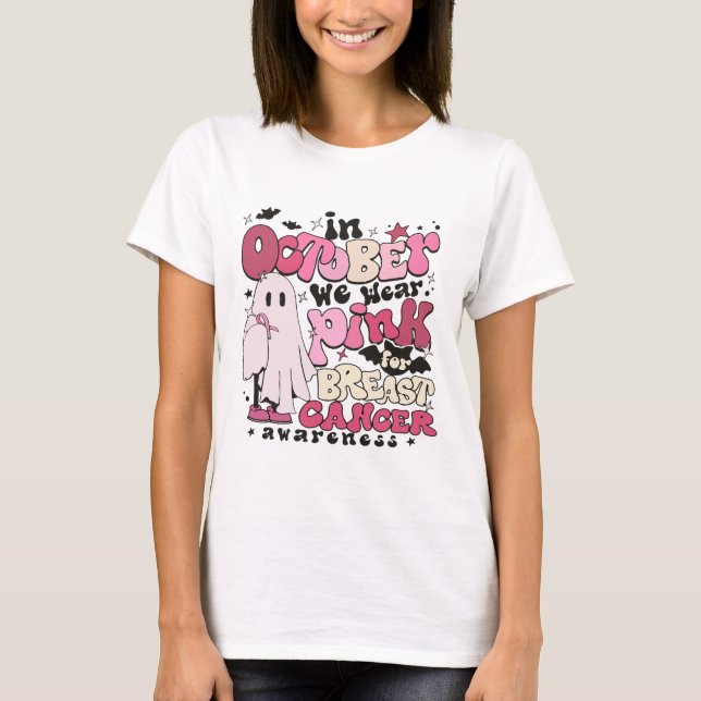 Camiseta En Octubre Usamos Rosa Para La Hallowee Del Cáncer (Anverso)