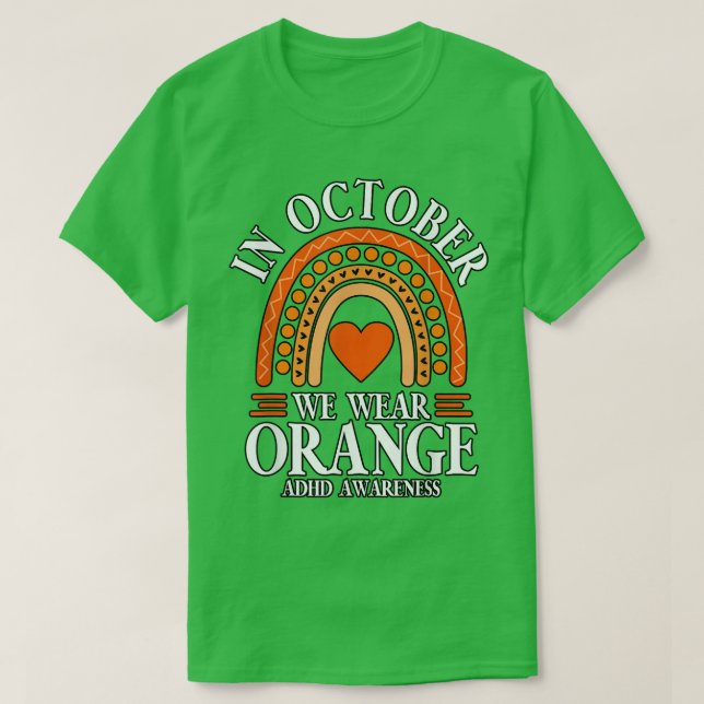 Camiseta En Octubre Usamos TDAH843 Naranja (Diseño del anverso)