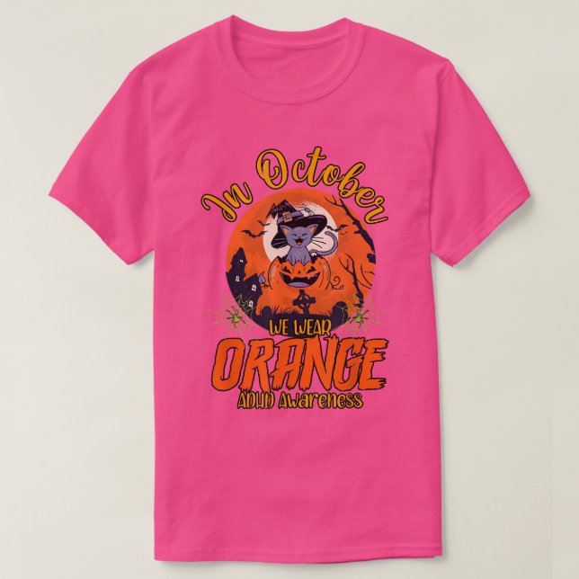 Camiseta En Octubre Usamos TDAH Naranja 844 (Diseño del anverso)