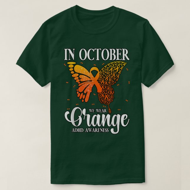 Camiseta En Octubre Usamos TDAH Naranja 848 (Diseño del anverso)