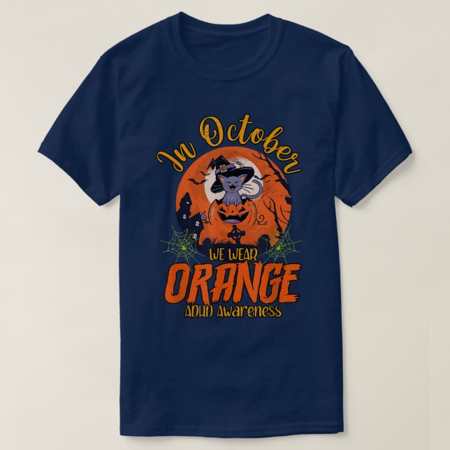 Camiseta En Octubre Usamos TDAH Naranja 850 (Diseño del anverso)
