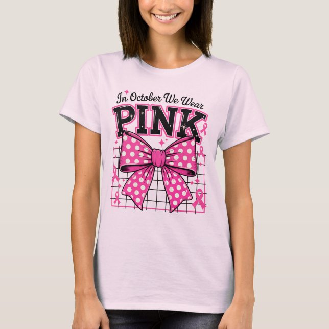 Camiseta En Octubre, Usamos Un Dedo De Polka Rosa (Anverso)