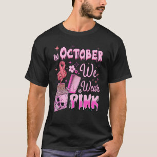 Camiseta En Octubre Usamos Un Luminador De Fuego Retro Rosa