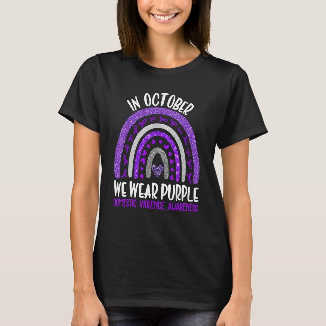 Camiseta En Octubre Usamos Violencia Doméstica Morada Rainb (Anverso)
