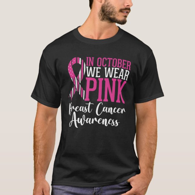 Camiseta En Octubre Usamos Zonas De Bandera Estadounidenses (Anverso)