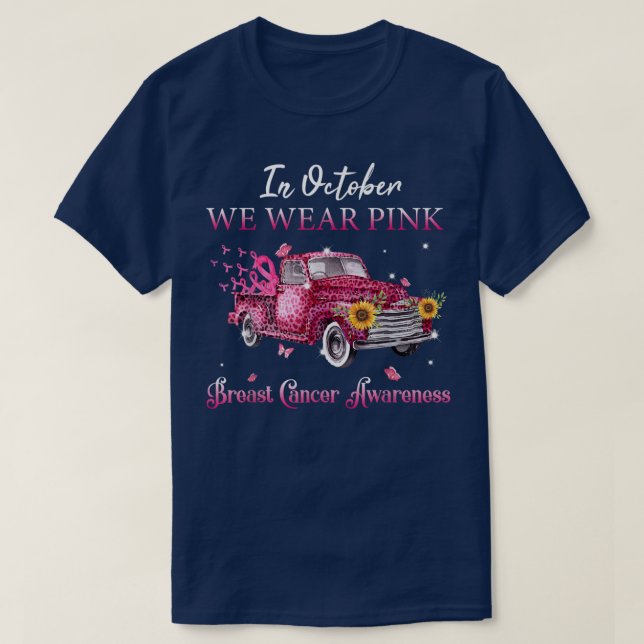Camiseta En Octubre Usamos Zonas De Camión De Cinta Rosa Le (Diseño del anverso)