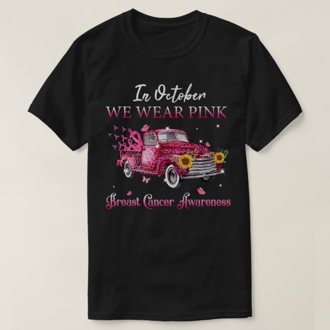 Camiseta En Octubre Usamos Zonas De Camión De Cinta Rosa Le (Diseño del anverso)