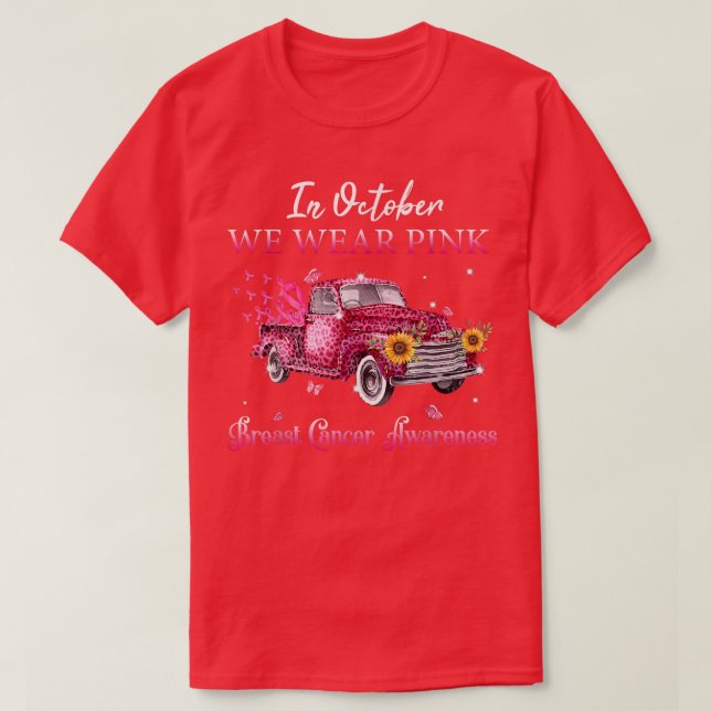 Camiseta En Octubre Usamos Zonas De Camión De Cinta Rosa Le (Diseño del anverso)