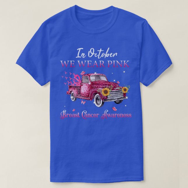 Camiseta En Octubre Usamos Zonas De Camión De Cinta Rosa Le (Diseño del anverso)