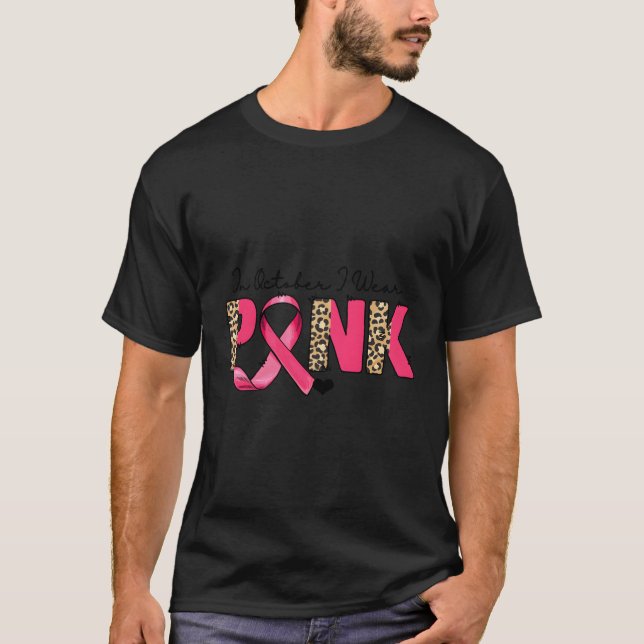 Camiseta En Octubre Usé Que K Leopard Imprime El Cáncer De  (Anverso)