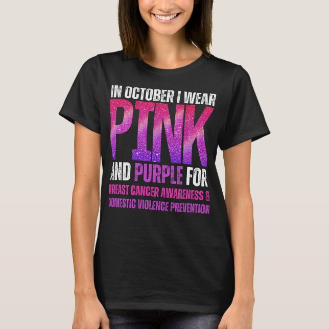 Camiseta En octubre uso rosado y morado para el pecho (Anverso)
