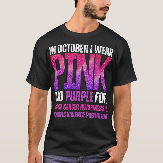Camiseta En octubre uso rosado y morado para el pecho (Anverso)