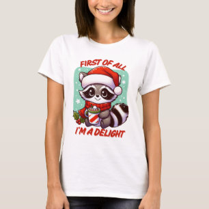 Camiseta En primer lugar soy un Navidad brillante Raccoon g