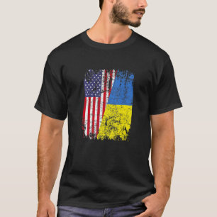 CAMISETA EN RAÍZ DE UCRANIA   Bandera media americ
