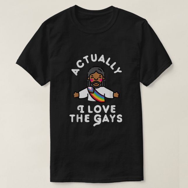 Camiseta En Realidad Amo A Los Gays Jesús (Diseño del anverso)
