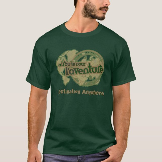 Camiseta en route pour l'aventure en cualquier sitio green  (Anverso)