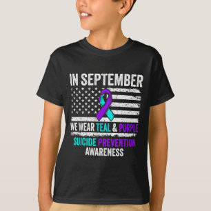 Camiseta En septiembre usa verde azulado Prevención del Sui