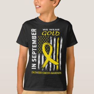 Camiseta En Septiembre Usamos Aw De Cáncer Infantil Con Ban
