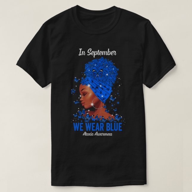 Camiseta En Septiembre Usamos Azul Para Ataxia Awareness Bl (Diseño del anverso)