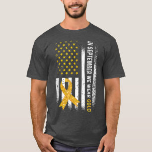 Camiseta En Septiembre Usamos Bandera De Cinta De Oro Ca In