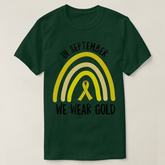 Camiseta En Septiembre Usamos Cáncer De Oro En El Arcoiris (Diseño del anverso)