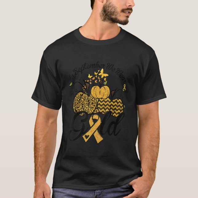 Camiseta En Septiembre Usamos Cáncer Infantil De Calabaza D (Anverso)
