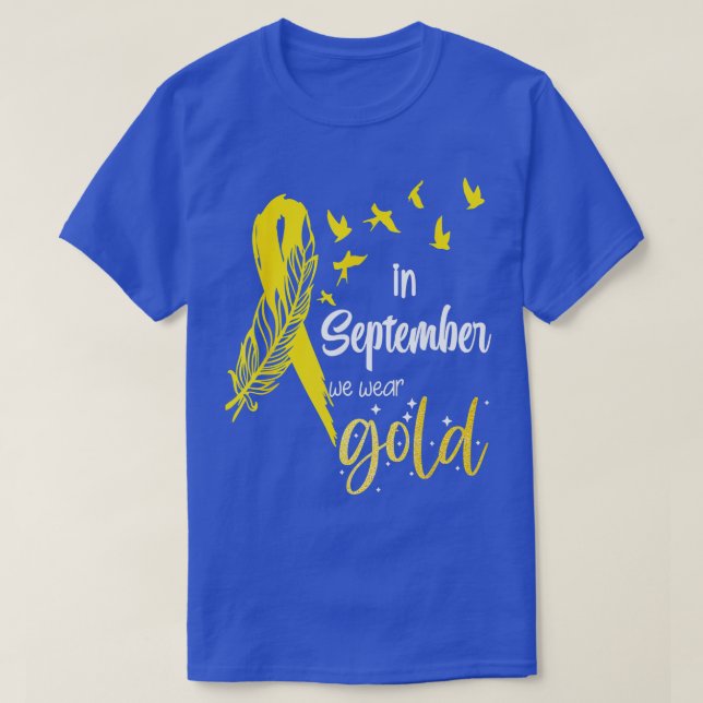 Camiseta En Septiembre Usamos Cáncer Infantil De Cinta De O (Diseño del anverso)