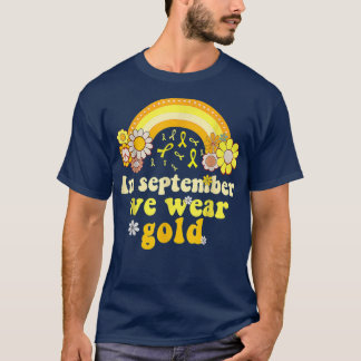 Camiseta En Septiembre Usamos Cáncer Infantil Retro De Oro 