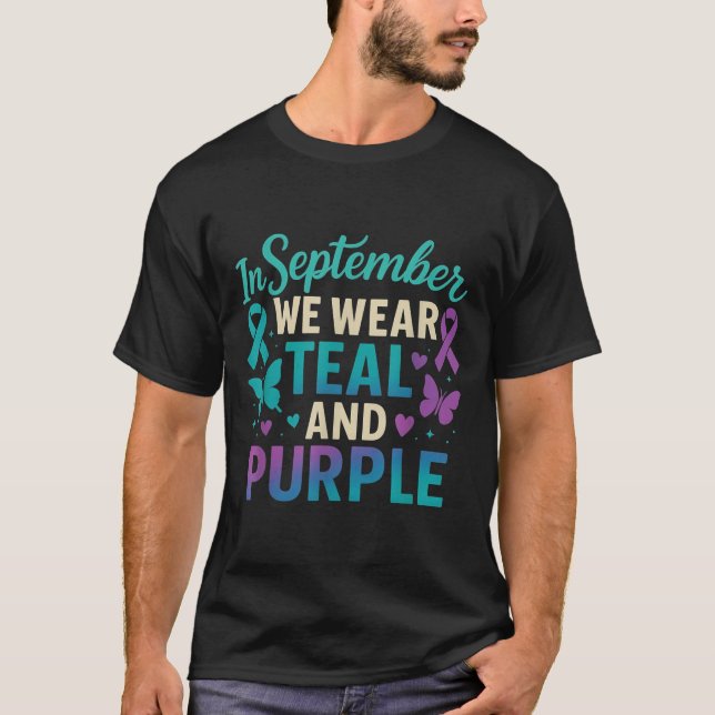 Camiseta En Septiembre Usamos Conciencia Verde azulada Y Mo (Anverso)