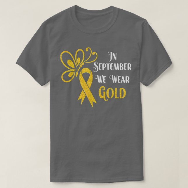 Camiseta En Septiembre Usamos La Mariposa De Cinta De Oro C (Diseño del anverso)
