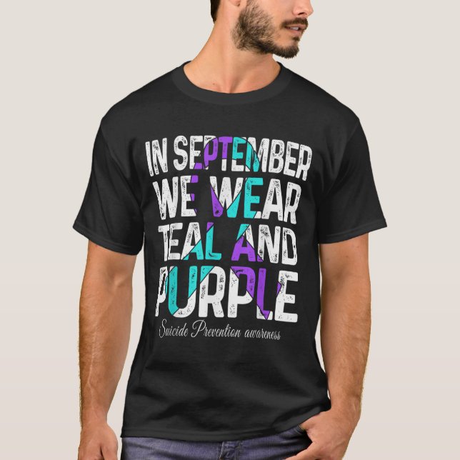 Camiseta En Septiembre Usamos Suicidio Verde azulado De Cin (Anverso)