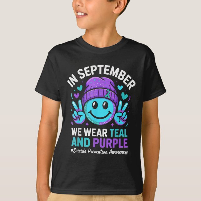 Camiseta En Septiembre Usamos Suicidio Verde azulado De Cin (Anverso)