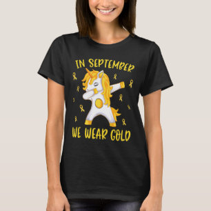 Camiseta En Septiembre Usamos Unicornio Dorado Infancia Cán