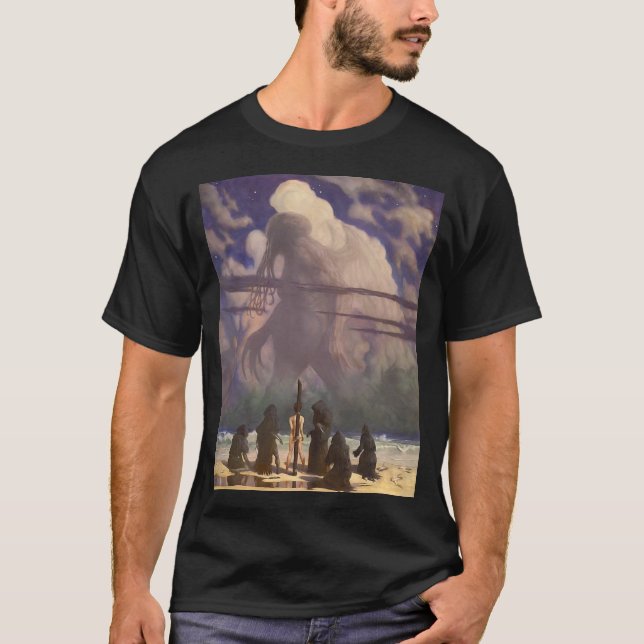 Camiseta En su casa en R'lyeh, Cthulhu muerto espera (Anverso)