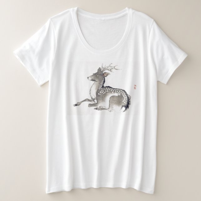 CAMISETA EN T DE DEER JAPONÉS MÁS TAMAÑO DE COTTON (Anverso del diseño)