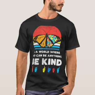 Camiseta En Un Mundo Sé Amable Mariposa Monarca Retro Autis