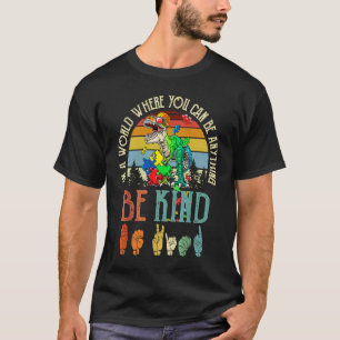 Camiseta En Un Mundo Sé Amable Rex Dinosaurio Cute Paraguas