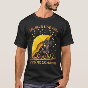 Camiseta Enamorándose Del Otoño Y De Dachshunds Doxie W