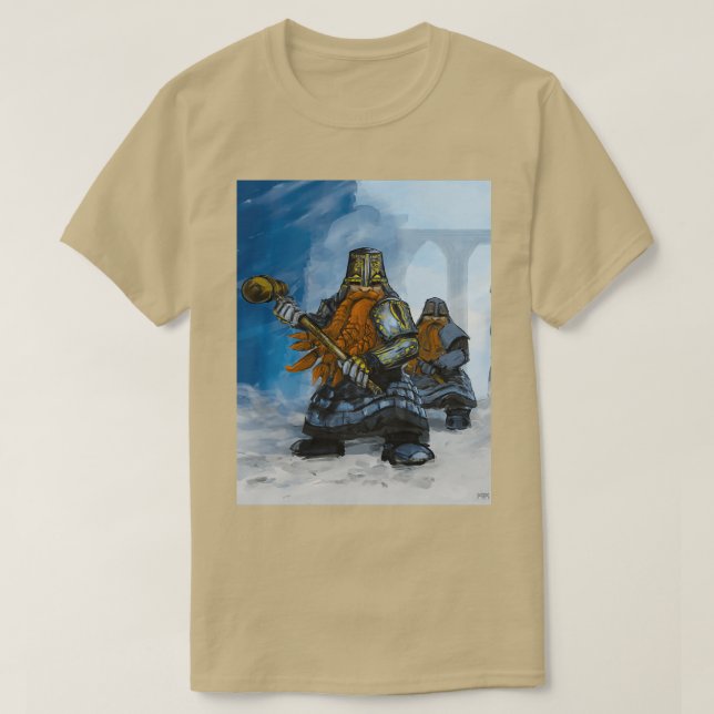 Camiseta Enano con ilustracion de fantasía martillo (Diseño del anverso)
