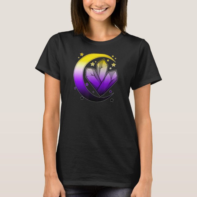 Camiseta Enby Pride Moon Boho espiritual Celestial no binar (Anverso)