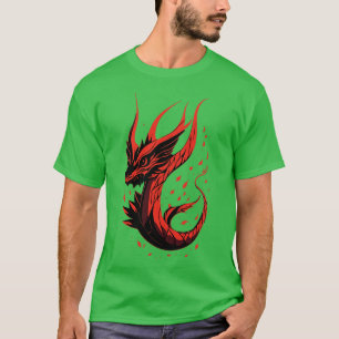 Camiseta Encadenamiento del Vector Dragon Art Monocromatic