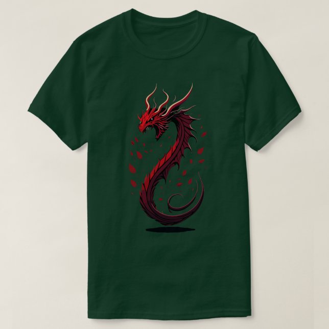 Camiseta Encadenamiento del Vector Dragon Art Monocromatic  (Diseño del anverso)