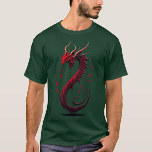 Camiseta Encadenamiento del Vector Dragon Art Monocromatic