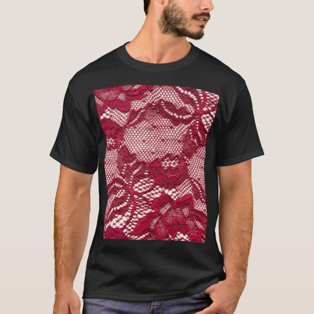 Camiseta Encaje rojo: tela de jacquard elástica. (Anverso)