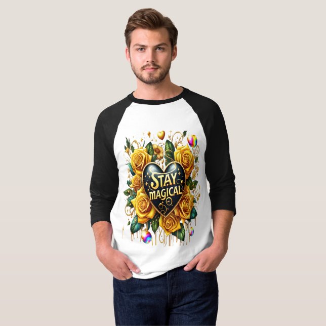 Camiseta Encantador Bouquet de Rosas de Oro y Corazón (Anverso completo)